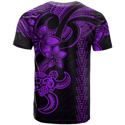 Hawaiian Tribal T-Shirt Polynesian Kakau Turtle - Purple Graphic Tee