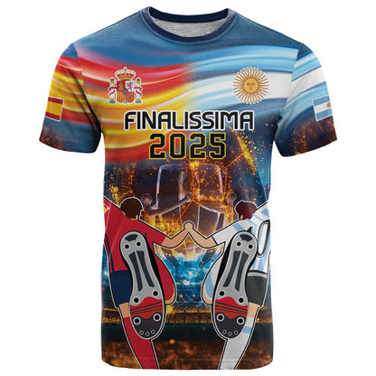 Custom Spain and Argentina Football T-Shirt Finalissima Make History Together Graphic Tee