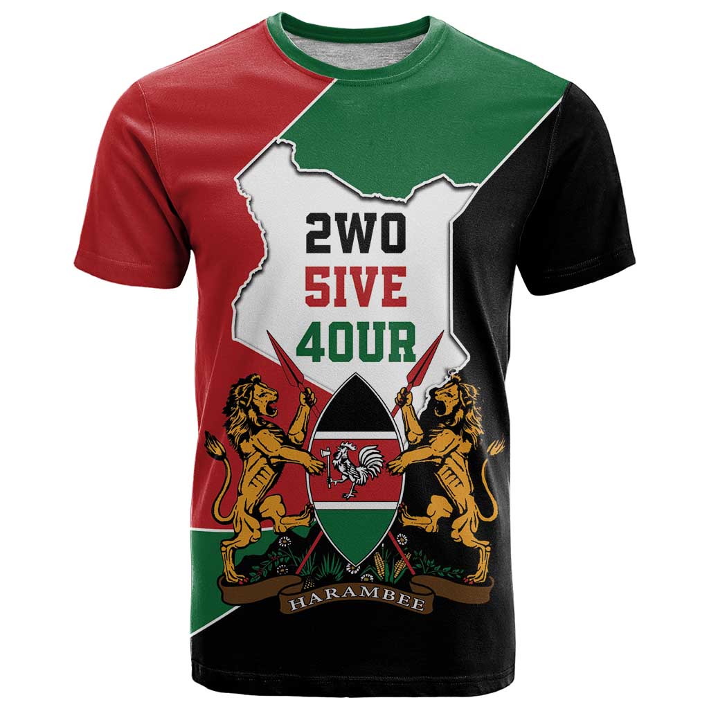 Kenya 254 T-Shirt Kenyan Flag Map Double Lion Shield Graphic Tee