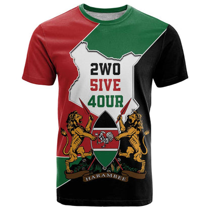 Kenya 254 T-Shirt Kenyan Flag Map Double Lion Shield Graphic Tee