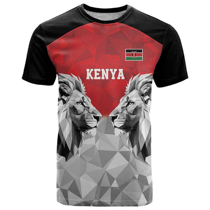 Kenya Rugby Custom T-Shirt Red Kenyan 22-23 Motif Graphic Tee