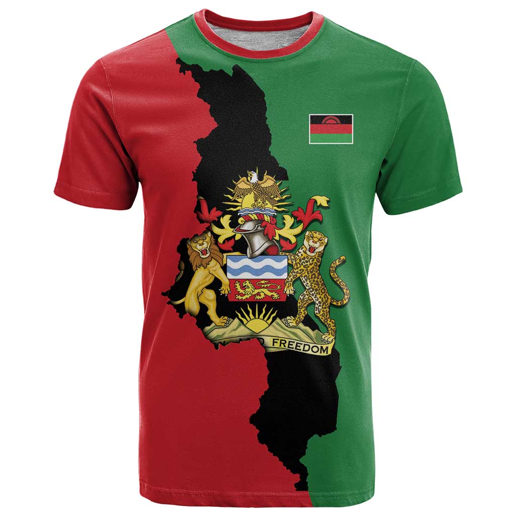 Personalized Malawi Flag Map T-Shirt Simple Malawi Emblem Coat of Arms Graphic Tee