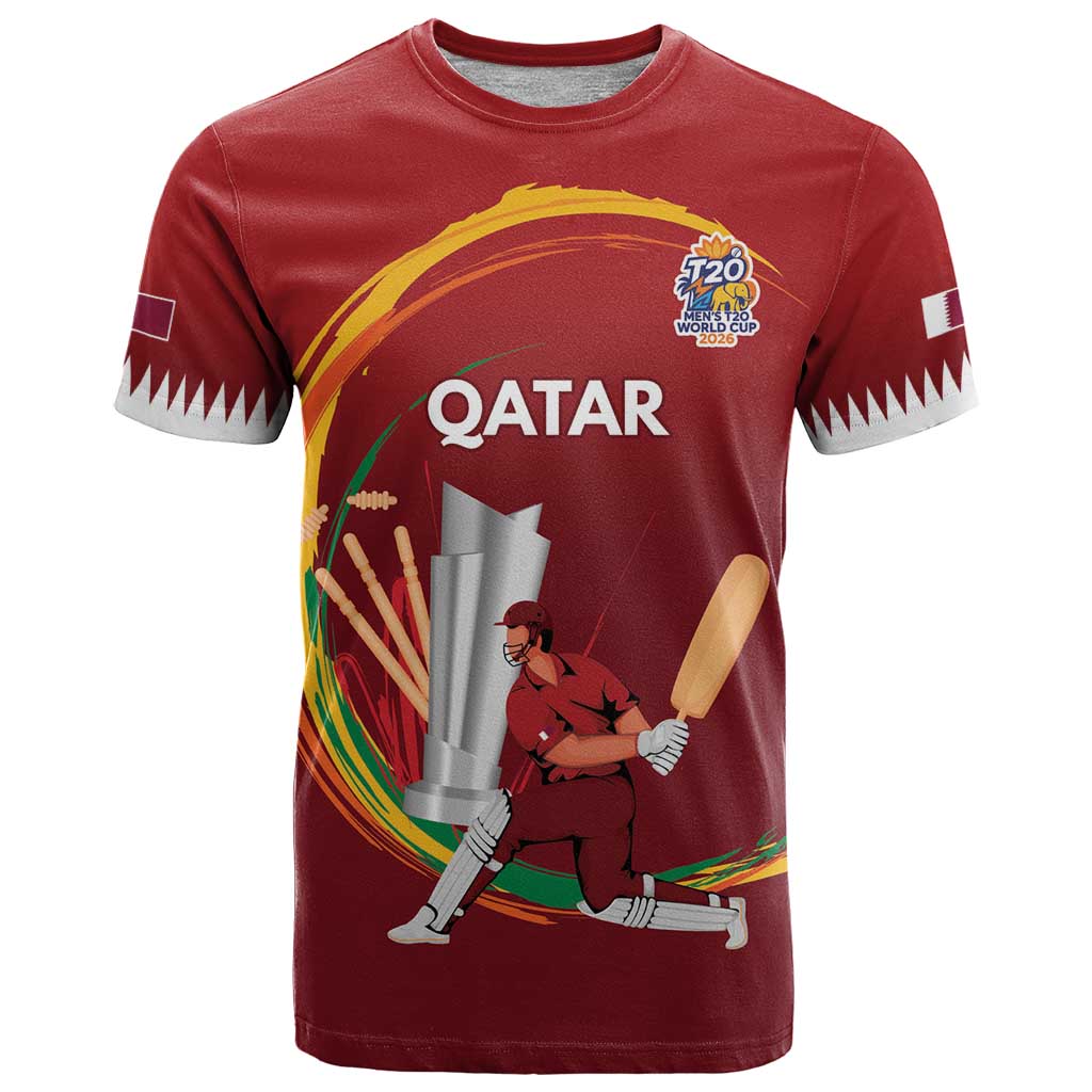 Custom Cricket Qatar East Asia-Pacific T-Shirt Qatar Boundary to Victory Graphic Tee