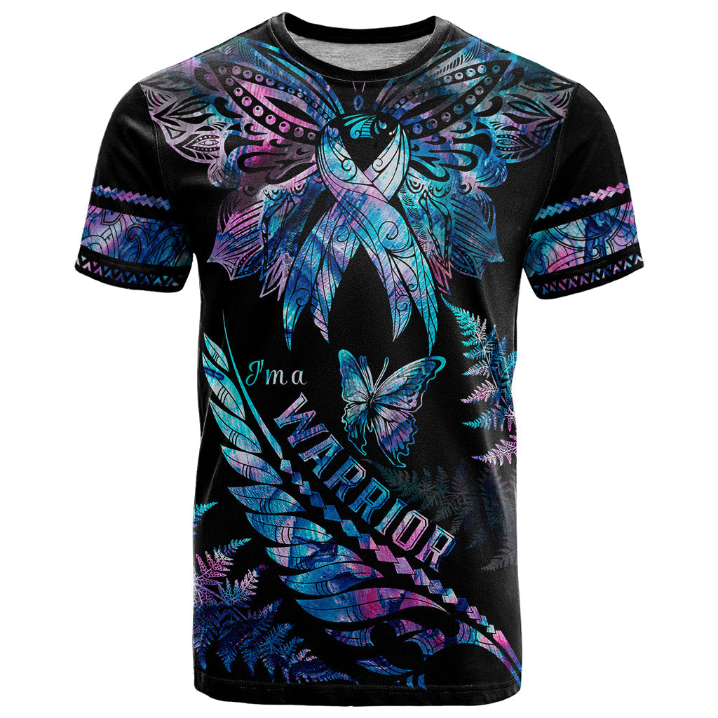 Polynesia Ribbon Butterflies T-Shirt Silver Fern Breast Cancer With Papua Shell Pattern Graphic Tee