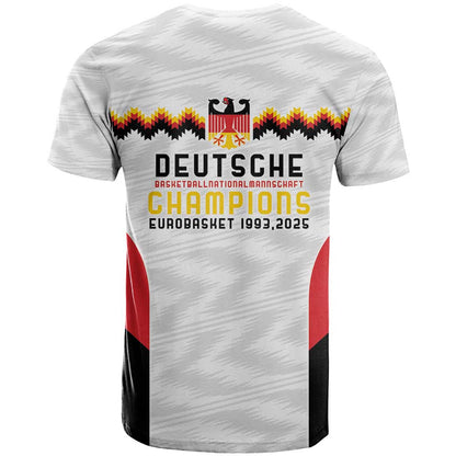 Germany Basketball History Champion T-Shirt Deutschland Black Red Gold Victory Graphic Tee