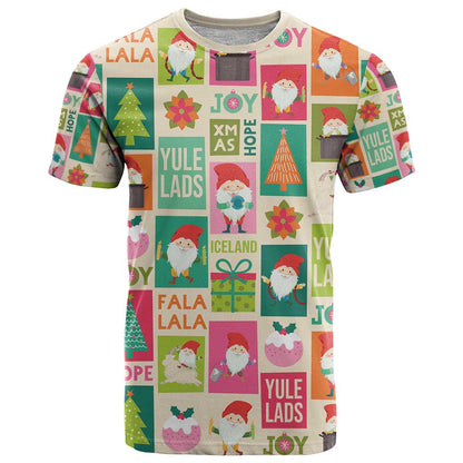 Cute Yule Lads Christmas T-Shirt Icelandic Jolasveinar Hippie Style Graphic Tee