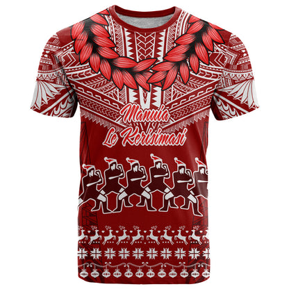 Toa Samoa Christmas T-Shirt Samoa Siva Tau Manuia Le Kerisimasi Red Vibe Graphic Tee