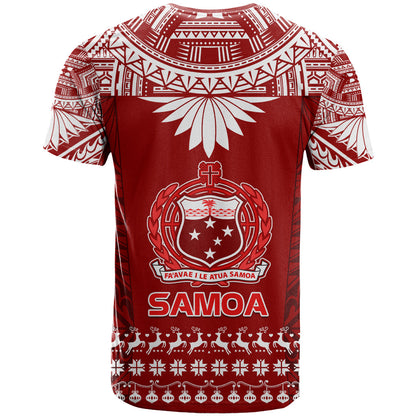 Toa Samoa Christmas T-Shirt Samoa Siva Tau Manuia Le Kerisimasi Red Vibe Graphic Tee