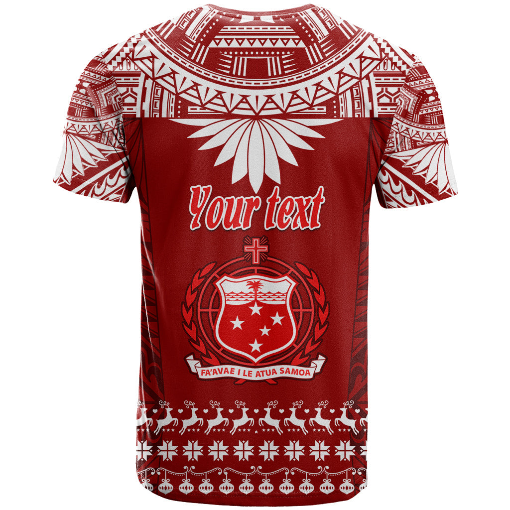 Personalised Toa Samoa Christmas T-Shirt Samoa Siva Tau Manuia Le Kerisimasi Red Vibe Graphic Tee