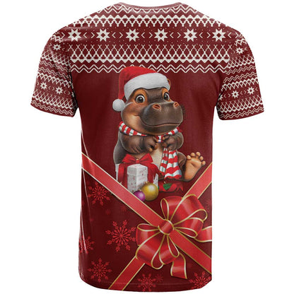 Funny Moo Deng Christmas T-Shirt Graphic Tee