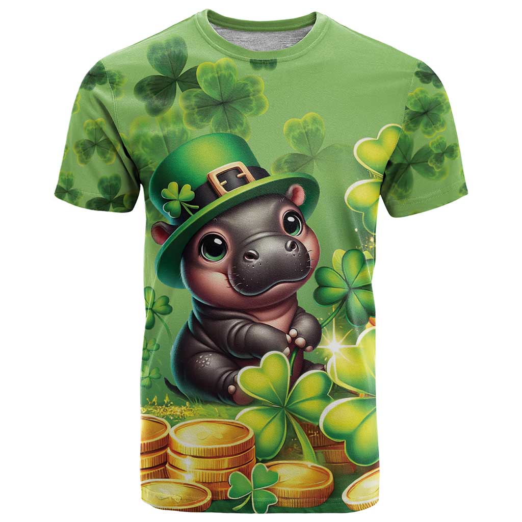 Leprechaun Moo Deng St Patricks Day T-Shirt Graphic Tee