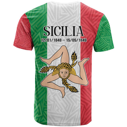 Sicilian Revolution of 1848 T-Shirt Bandiera del Regno di Sicilia 1848-1849 Graphic Tee