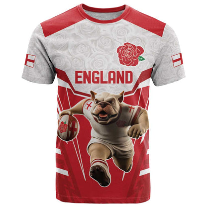 England Rugby Custom T-Shirt English Bull Dog Mascot Sporty Graphic Tee