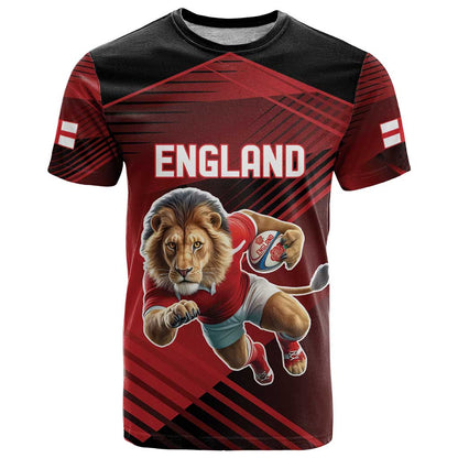 England Rugby Custom T-Shirt Lion Mascot Sporty Graphic Tee