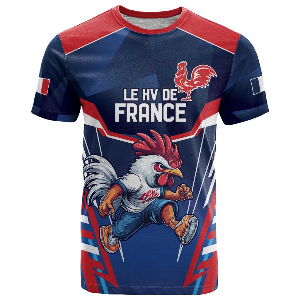 France Rugby Custom T-Shirt Coq Gaulois Never Less Than Everything Graphic Tee