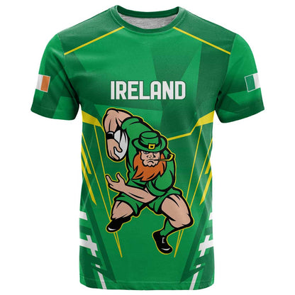 Ireland Rugby Custom T-Shirt Irish Warrior Mascot Go Shamrock Graphic Tee