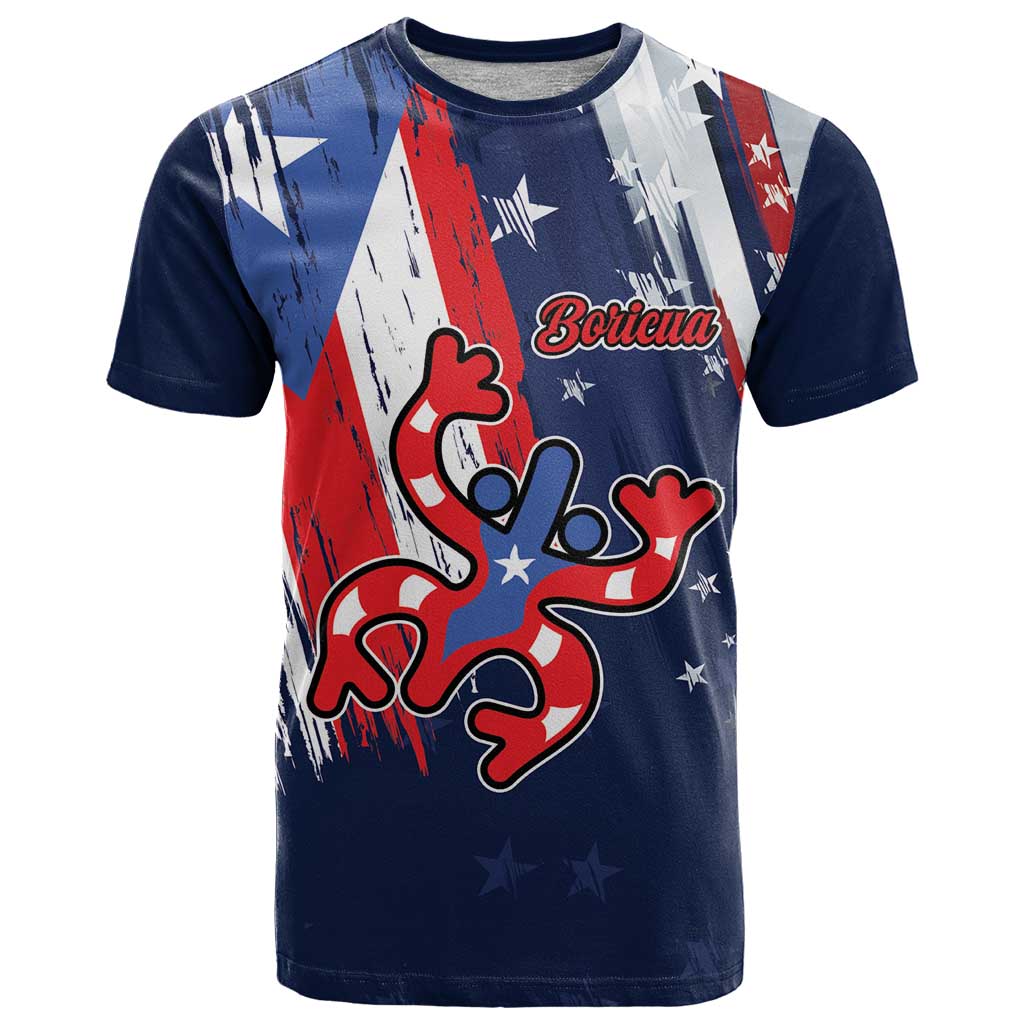 Personalized Puerto Rico American T-Shirt Boricua Taino Frog Graphic Tee