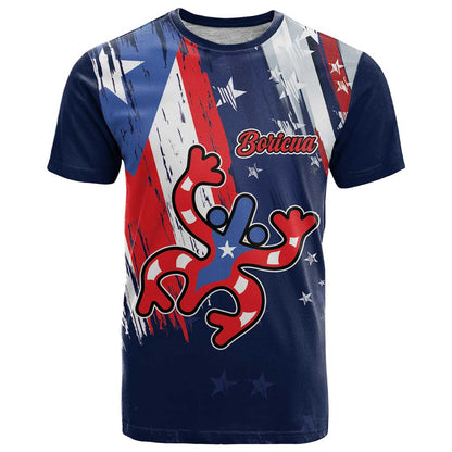 Personalized Puerto Rico American T-Shirt Boricua Taino Frog Graphic Tee