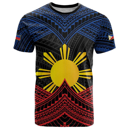 Personalized Philippines T-Shirt Polynesian Tribal Tattoo with Filipino Flag Motif Graphic Tee