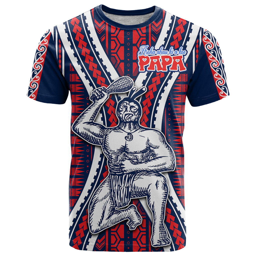 Aotearoa Father's Day Gift For Dad T-Shirt Aroha Ahau Ki A Koe Papa - Maori Style Pattern Graphic Tee