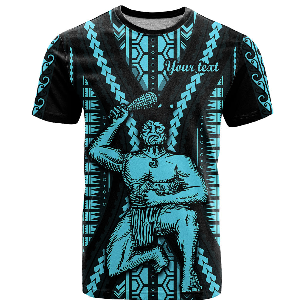 Personalised Aotearoa Father's Day Gift For Dad T-Shirt Aroha Ahau Ki A Koe Papa - Aqua Maori Style Pattern Graphic Tee