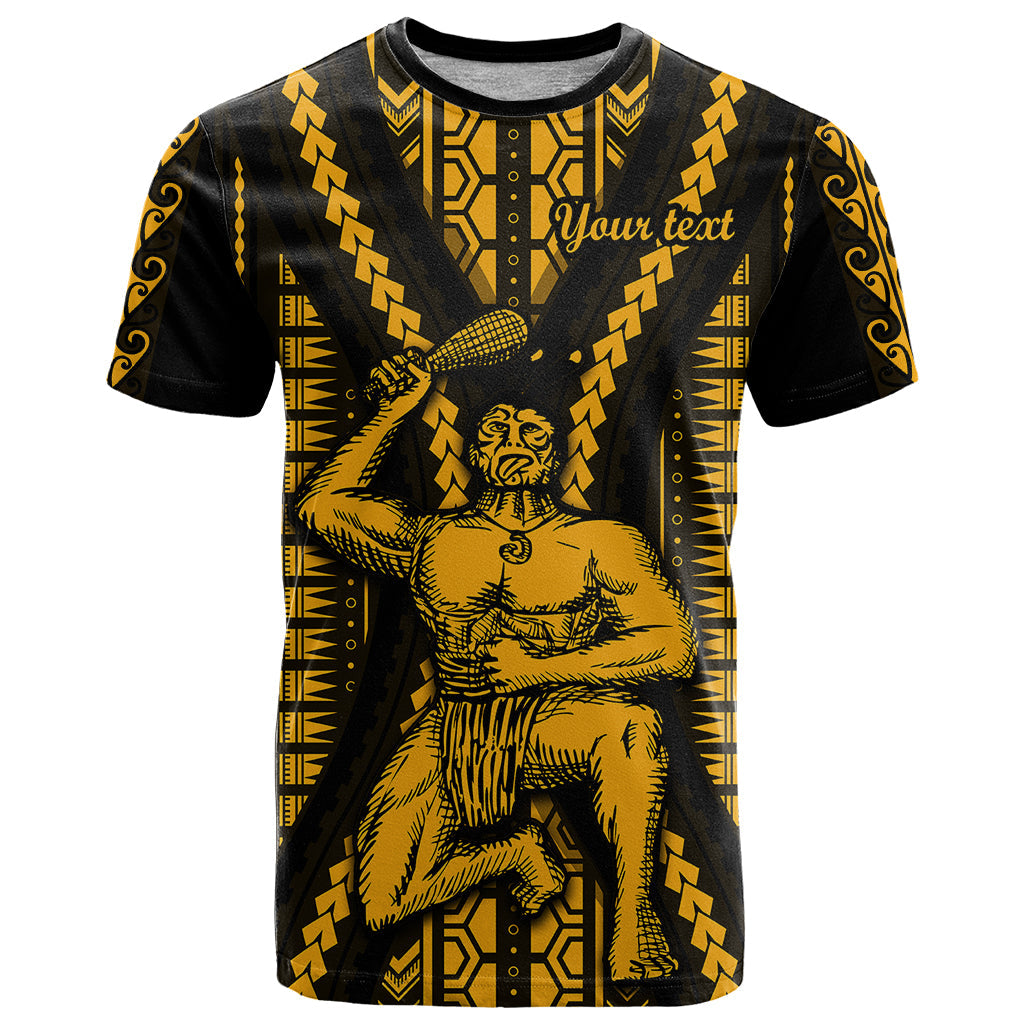 Personalised Aotearoa Father's Day Gift For Dad T-Shirt Aroha Ahau Ki A Koe Papa - Gold Maori Style Pattern Graphic Tee