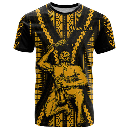 Personalised Aotearoa Father's Day Gift For Dad T-Shirt Aroha Ahau Ki A Koe Papa - Gold Maori Style Pattern Graphic Tee