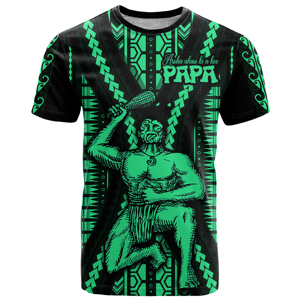 Maori Fathers Day New Zealand T-Shirt Aroha Ahau Ki A Koe Papa - Green Graphic Tee
