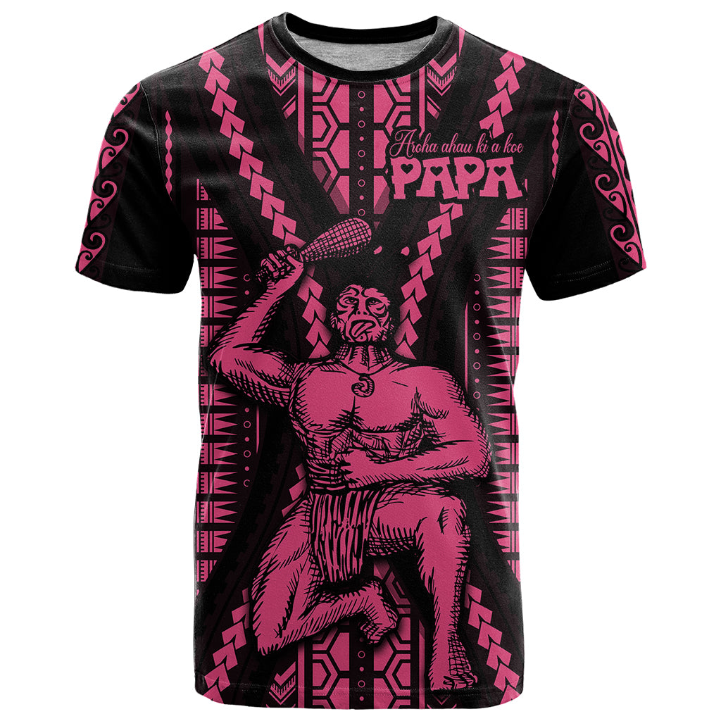 Maori Fathers Day New Zealand T-Shirt Aroha Ahau Ki A Koe Papa - Pink Graphic Tee