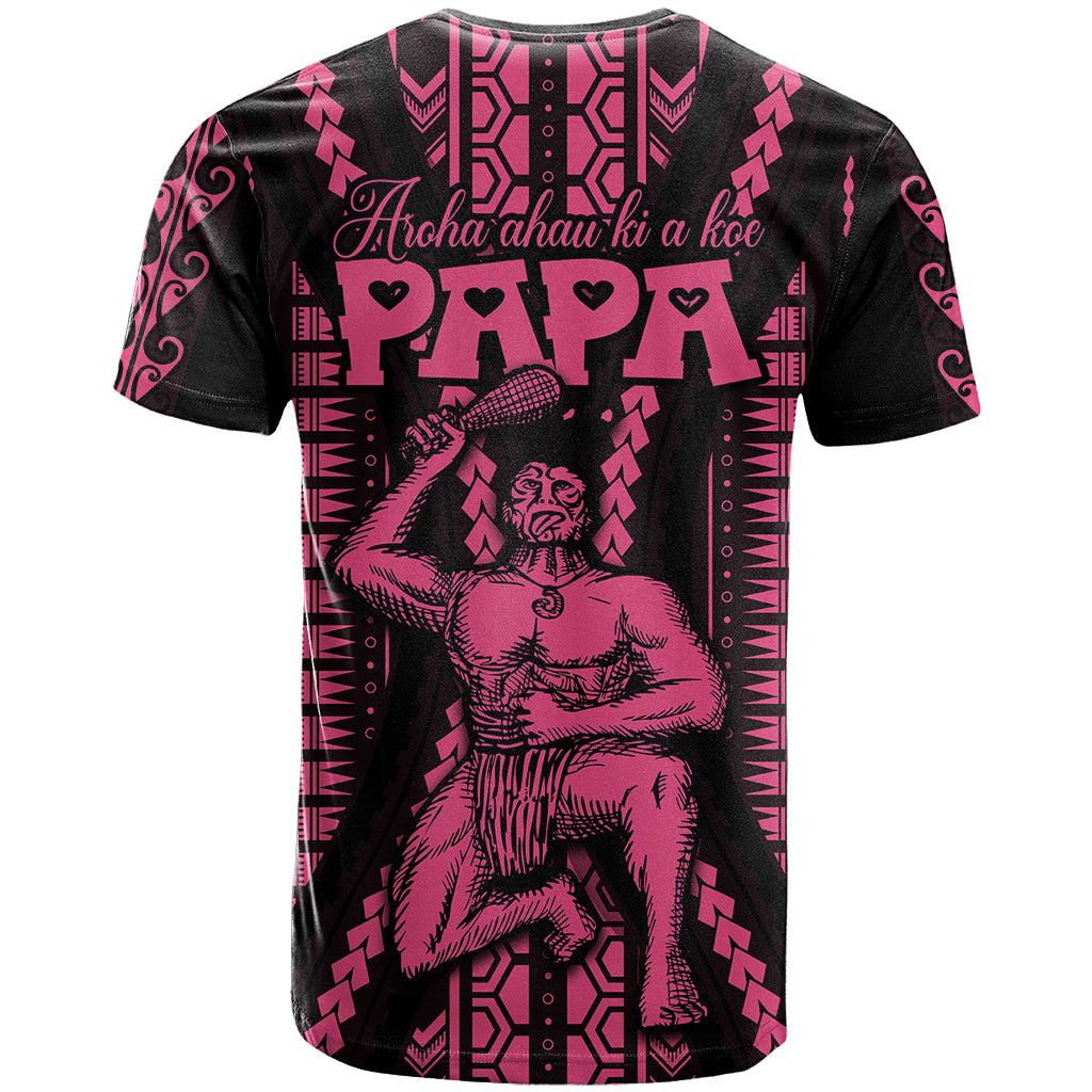 Maori Fathers Day New Zealand T-Shirt Aroha Ahau Ki A Koe Papa - Pink Graphic Tee