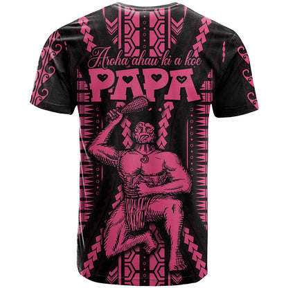 Maori Fathers Day New Zealand T-Shirt Aroha Ahau Ki A Koe Papa - Pink Graphic Tee