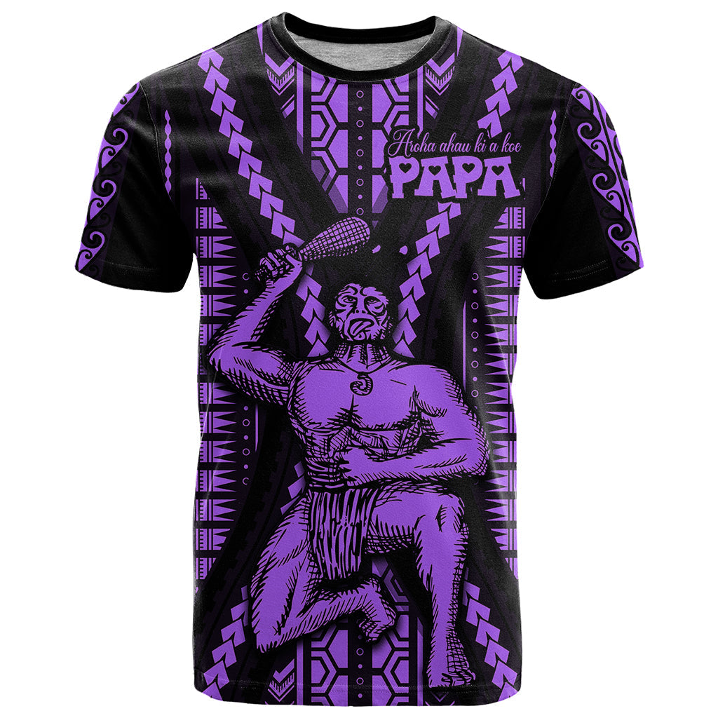 Maori Fathers Day New Zealand T-Shirt Aroha Ahau Ki A Koe Papa - Purple Graphic Tee