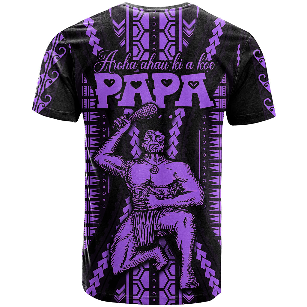 Maori Fathers Day New Zealand T-Shirt Aroha Ahau Ki A Koe Papa - Purple Graphic Tee