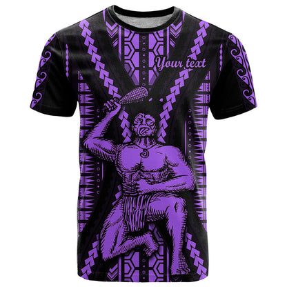 Custom Maori Fathers Day New Zealand T-Shirt Aroha Ahau Ki A Koe Papa - Purple Graphic Tee