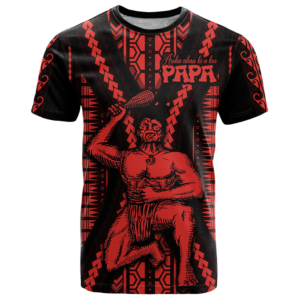 Maori Fathers Day New Zealand T-Shirt Aroha Ahau Ki A Koe Papa - Red Graphic Tee