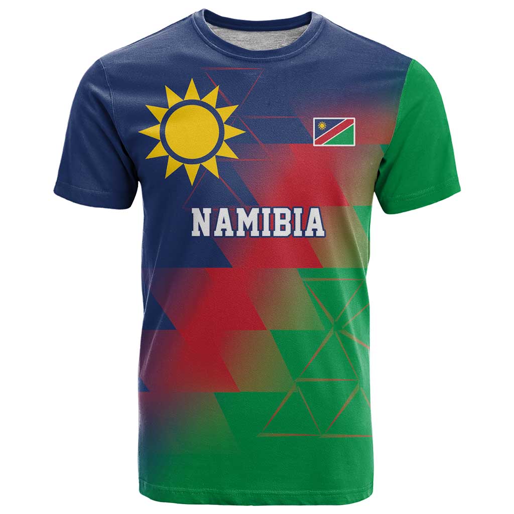 Namibia Cricket Custom T-Shirt Namibian Gold Sun Flag Motif Graphic Tee
