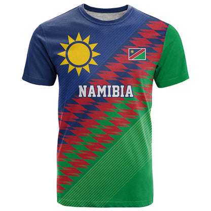 Namibia Cricket Custom T-Shirt Namibian Sporty Pattern Flag Motif Graphic Tee