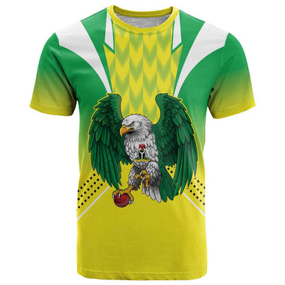 Nigeria Cricket Custom T-Shirt Najeriya Yellow Greens Eagle Graphic Tee