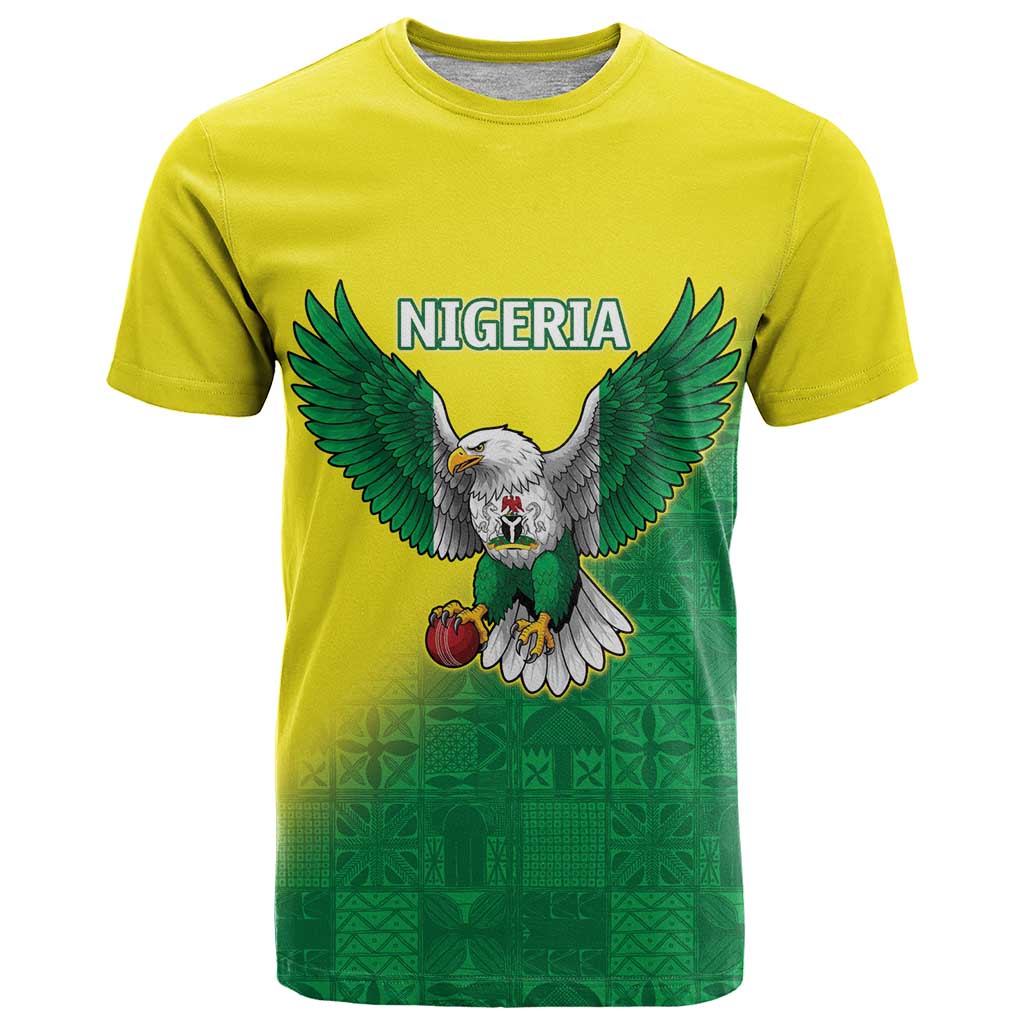 Nigeria Cricket Custom T-Shirt Najeriya Angry Eagle Flag Motif Graphic Tee