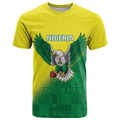 Nigeria Cricket Custom T-Shirt Najeriya Angry Eagle Flag Motif Graphic Tee