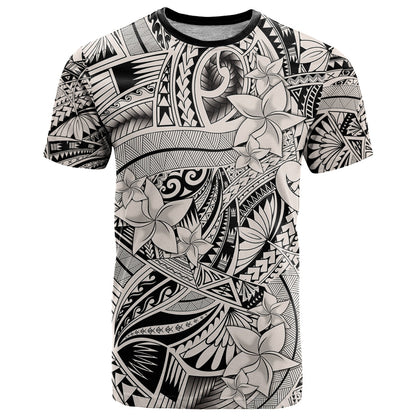 Polynesia T-Shirt Tribal Polynesian Spirit With Beige Pacific Flowers Graphic Tee