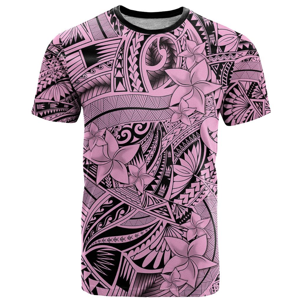Polynesia T-Shirt Tribal Polynesian Spirit With Pink Pacific Flowers Graphic Tee