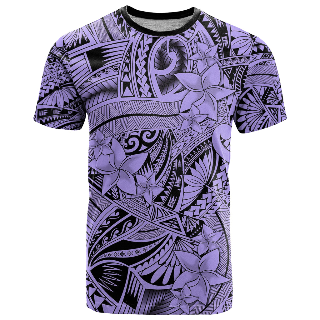 Polynesia T-Shirt Tribal Polynesian Spirit With Violet Pacific Flowers Graphic Tee