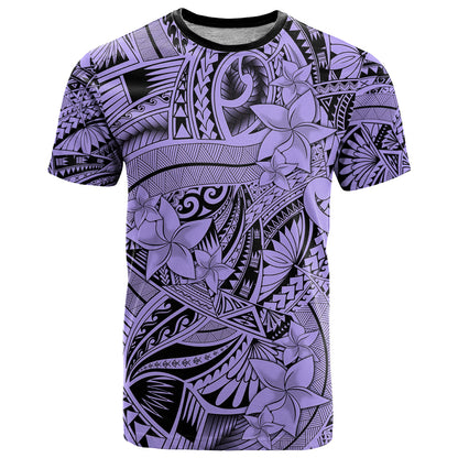 Polynesia T-Shirt Tribal Polynesian Spirit With Violet Pacific Flowers Graphic Tee