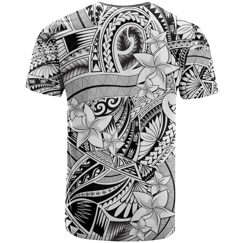 Polynesia T-Shirt Tribal Polynesian Spirit With White Pacific Flowers Graphic Tee