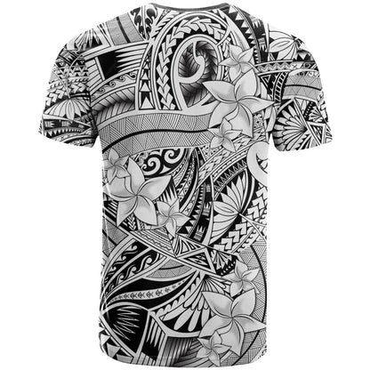 Polynesia T-Shirt Tribal Polynesian Spirit With White Pacific Flowers Graphic Tee