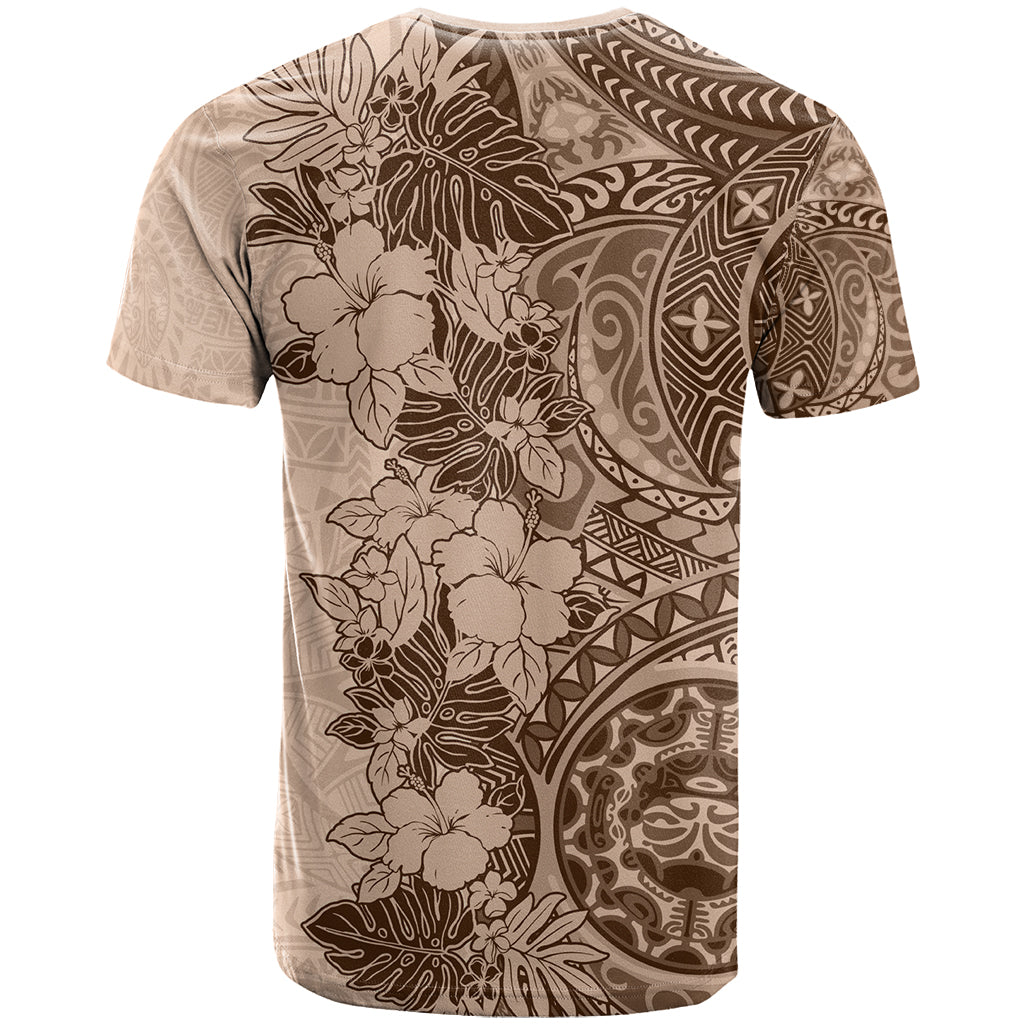 Polynesia T-Shirt Hibiscus and Hawaiian Tribal Tattoo Retro Style Pink Pastel Graphic Tee