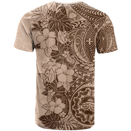 Polynesia T-Shirt Hibiscus and Hawaiian Tribal Tattoo Retro Style Pink Pastel Graphic Tee
