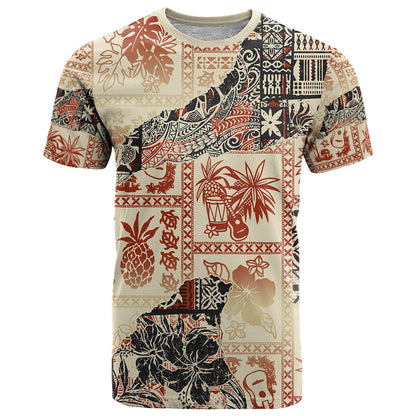 Hawaii T-Shirt Aloha Tribal Pattern Beige Version Graphic Tee