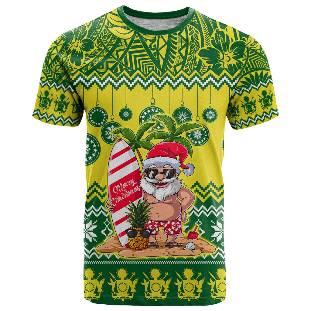 Personalised Cook Islands Christmas T-Shirt Santa Beach Meri Kiritimiti Graphic Tee